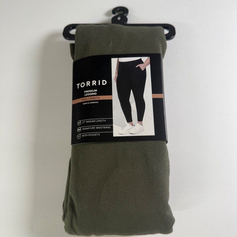 Torrid Premium Legging Women Size 0 Deep Depths Green High Rise Pocket 27 Inseam